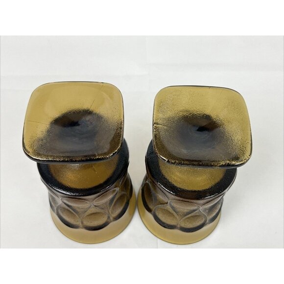 Set 2 70s Mod Noritake Spotlight Brown Amber Iced Tea Goblet Glasses 6 1/2" VTG - Picture 3 of 6